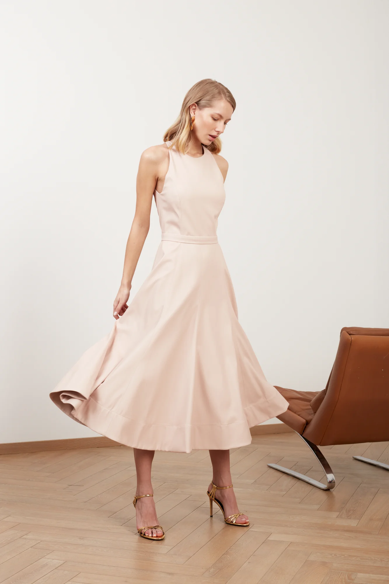 AVALON pastel pink vegan leather midi dress - Image 2