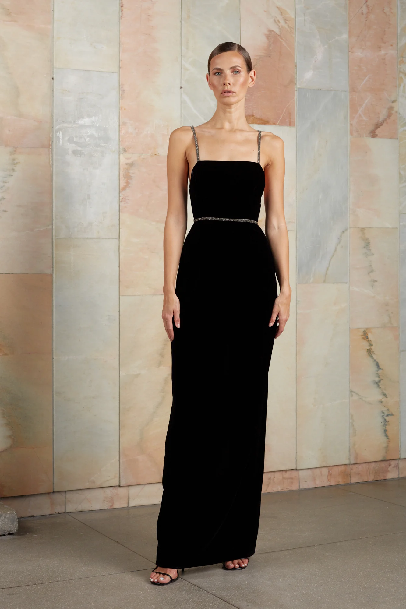 ENIGMA black long silk velvet dress - Image 2