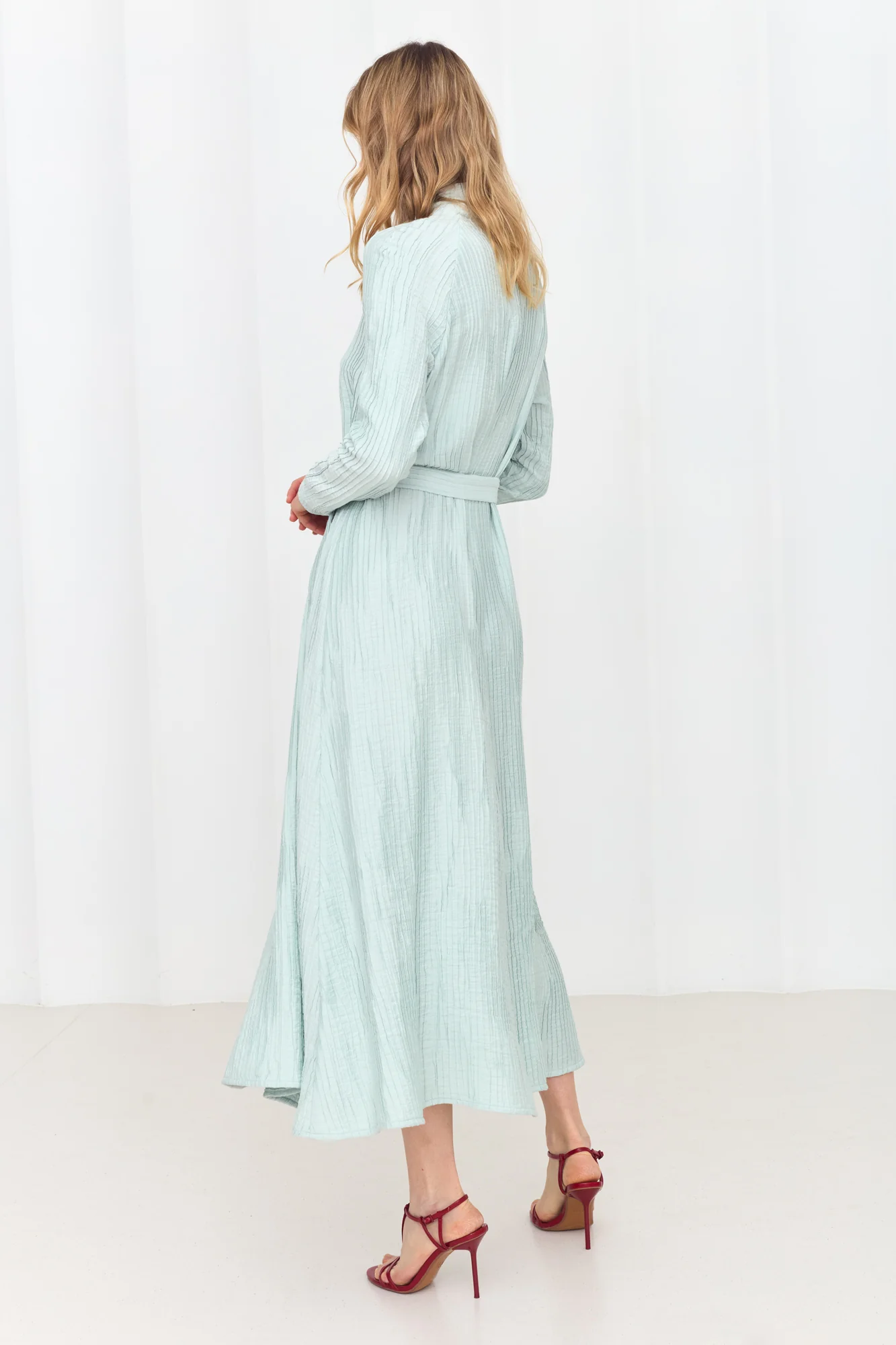 CAROLE  Sky Blue Flowing Midi Dress - Image 4