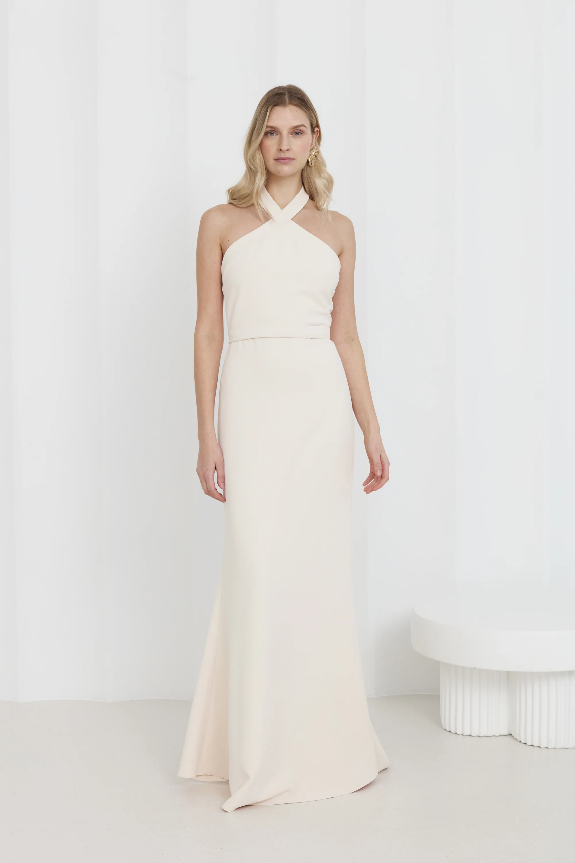 GISEL Cream Off-Shoulder Long Evening Dress - Image 2