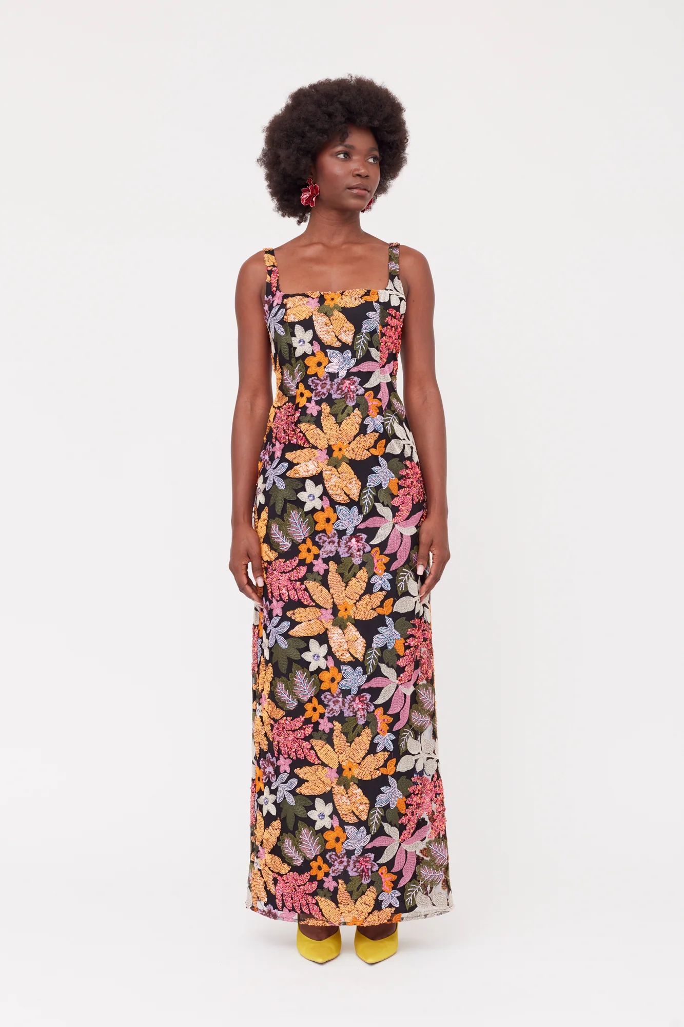 JANE Tulle Sequin Embroidered Blush&Apricot Maxi Evening Dress - Image 2