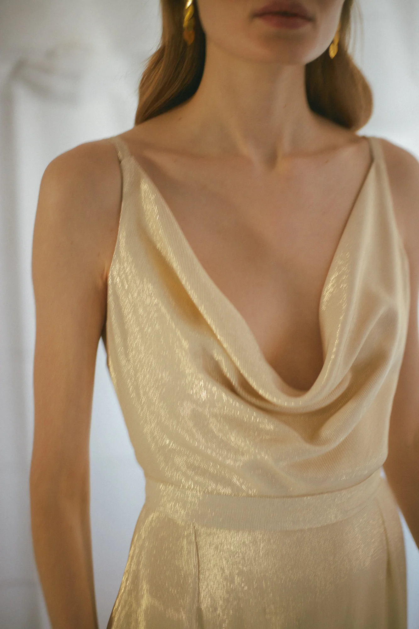KAMEA beige gold open back midi dress - Image 2