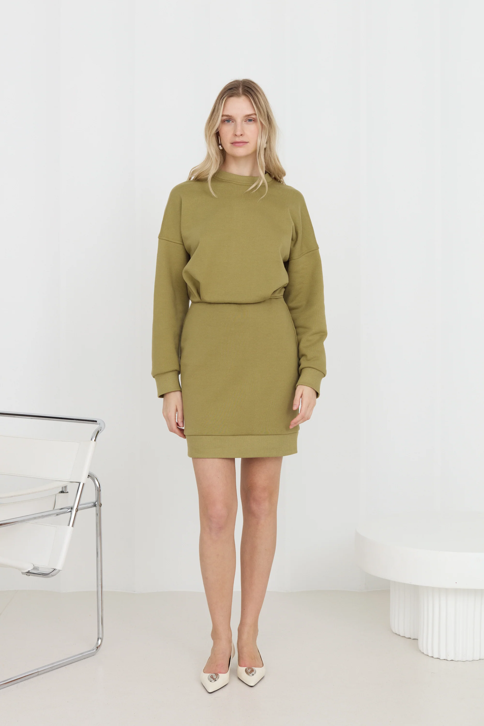 NIKA Olive Green Mini Jersey Dress