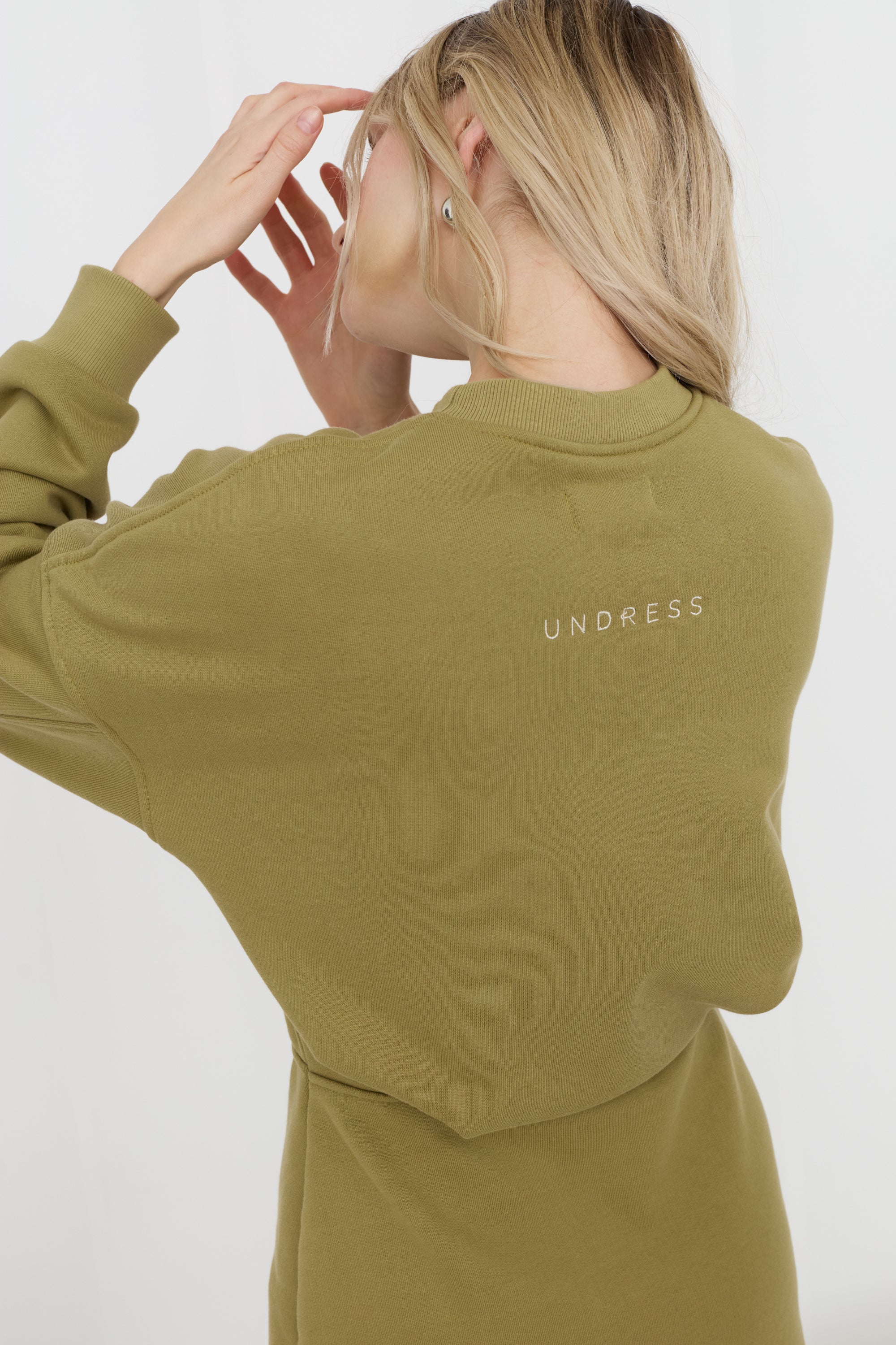 NIKA Olive Green Mini Jersey Dress - Image 2