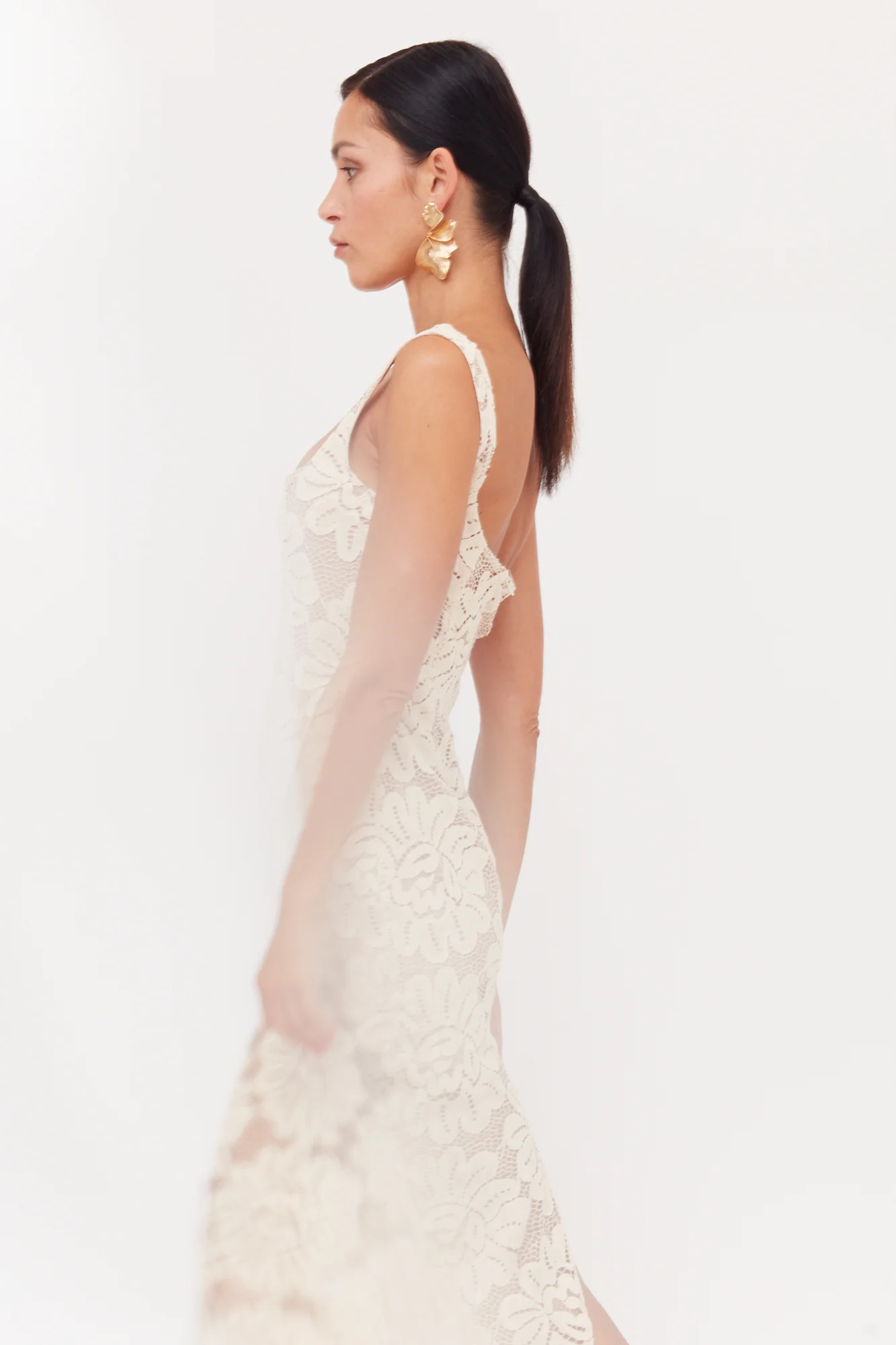 OTILIA Pastel Lace Dress The Square Scoop Neckline Midi Dress - Image 2