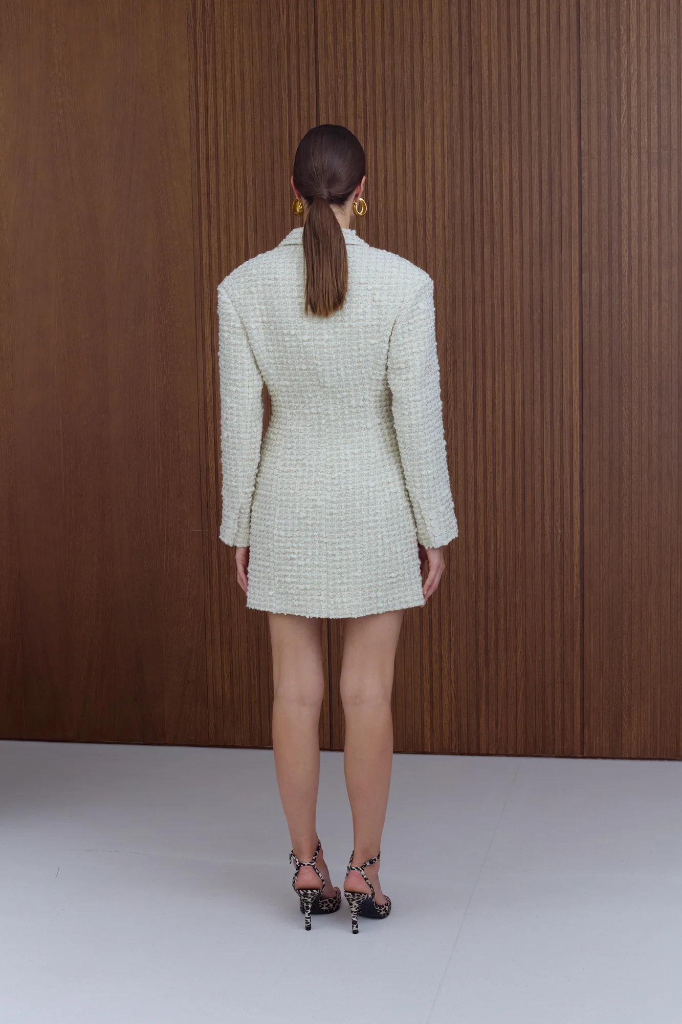 PETRA Creamy Tweed Mini Blazer Dress - Image 6