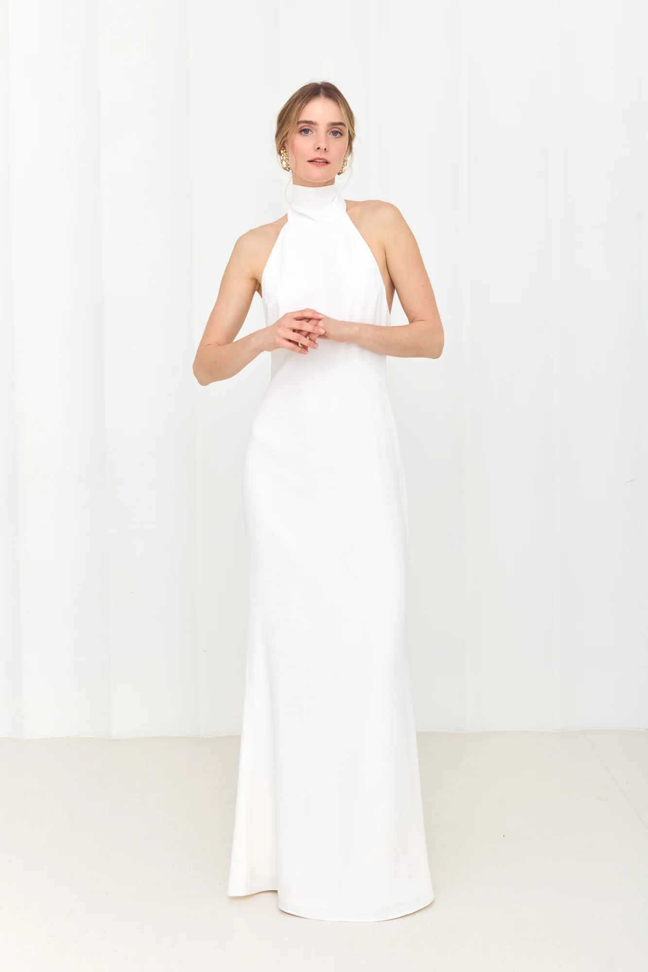 VALERIE Long White Minimalist Wedding Gown - Image 2